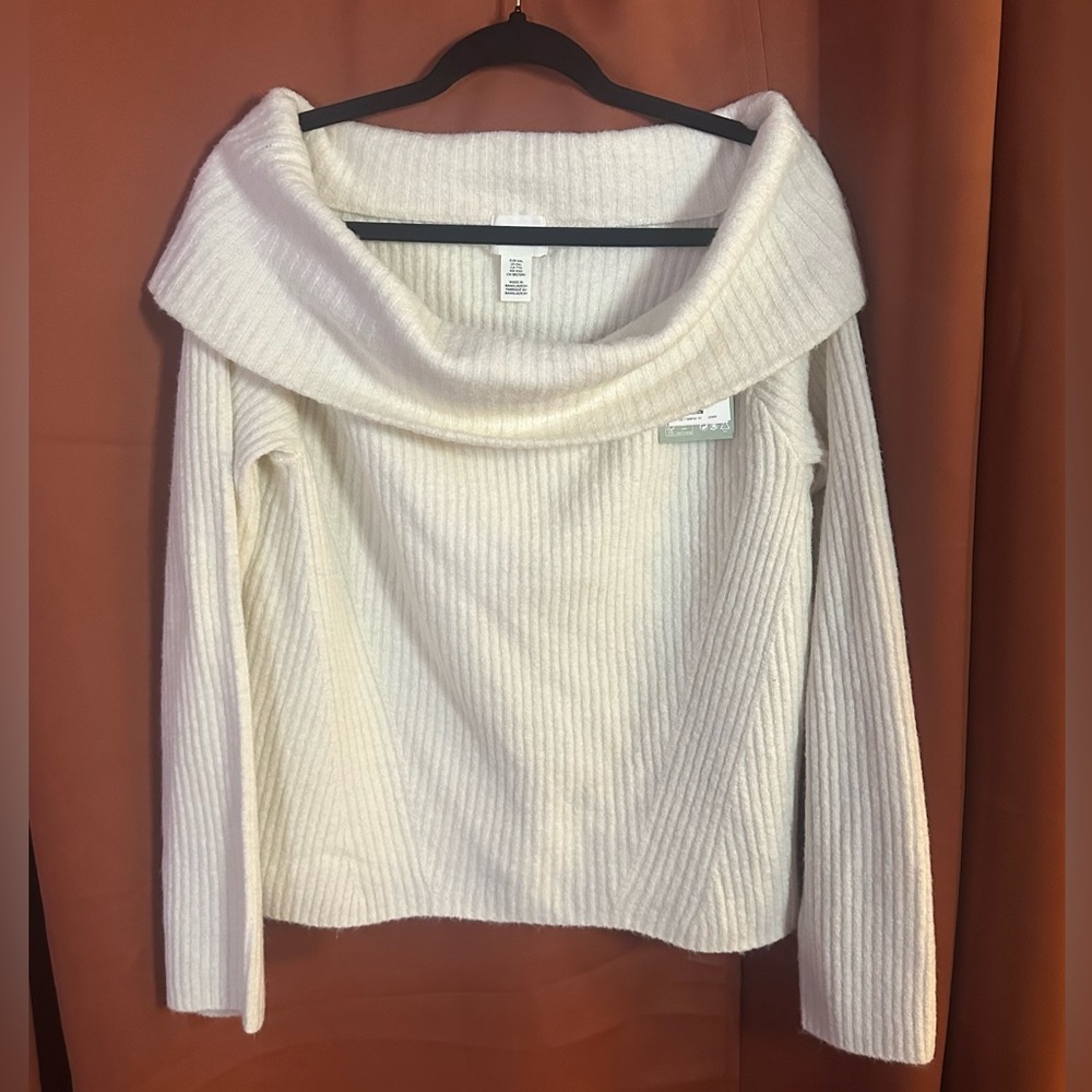 Off the shoulder sweater, cream color. Size XXL